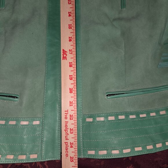 Double D Ranch Turquoise White Leather Fringe Jacket Woman's Size XL - Picture 8 of 10